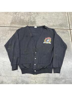 vintage walt disney world mickey mouse made in usa cardigan sweatshirt medium